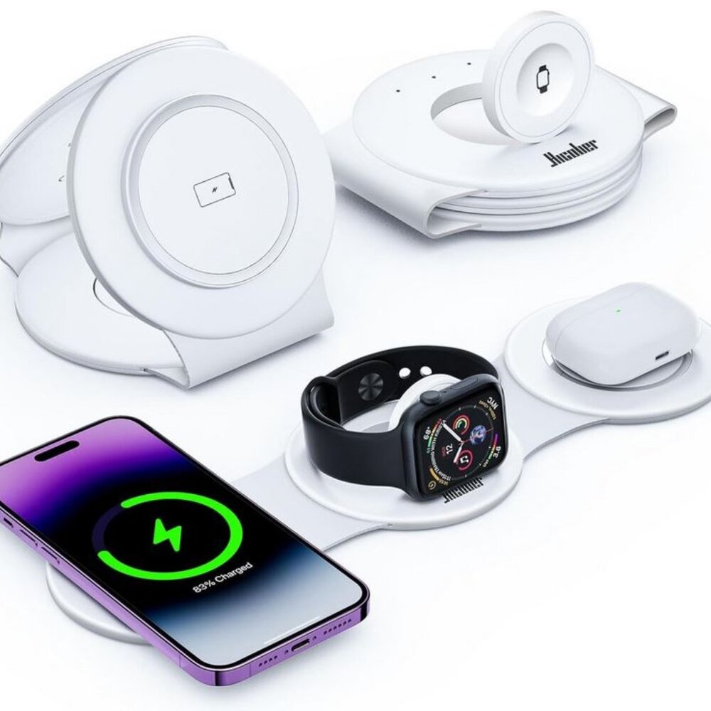 Hicober 3 in 1 Wireless Charging Station for iPhone Airpods watch Magnetic NEW - Picture 2 of 6